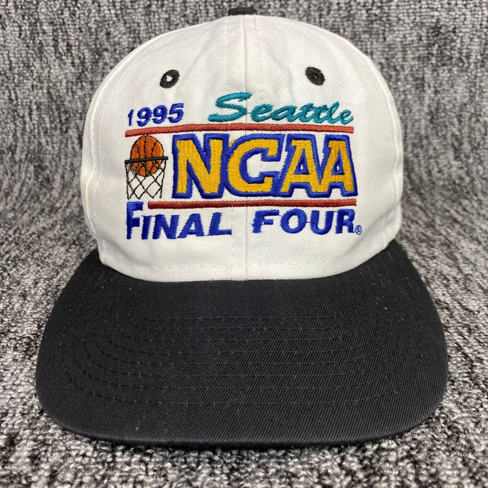 Vintage 1995 NCAA Final‎ Four Seattle Hat Logo 7 Snapback Cap White Black VTG